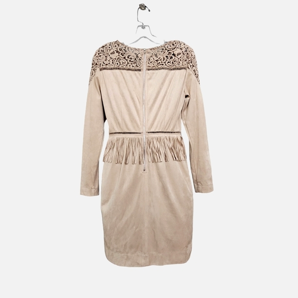 Nwt Gianni Bini Mia Dusty Mauve Faux Suede Fringed Longsleeve Dress - Picture 16 of 16